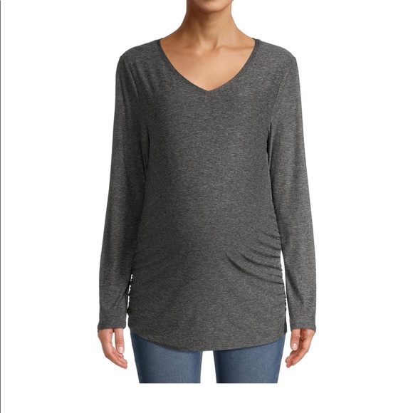 Maternity V-Neck T-shirt with Long Sleeves - Picture 5 of 6